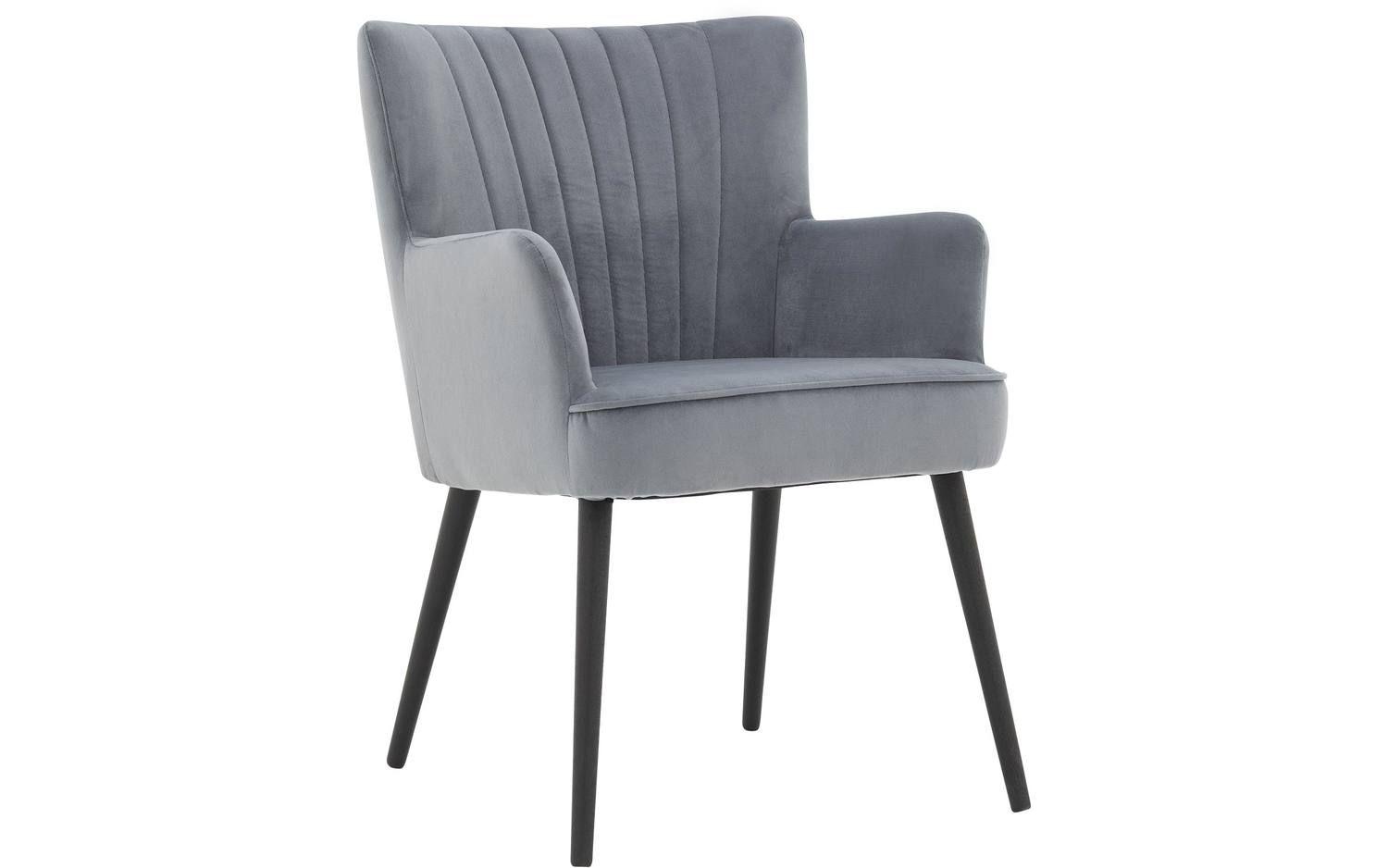 Goossens Eetkamerstoel Rob blauw velvet stof met armleuning, urban industrieel - 8718823332926