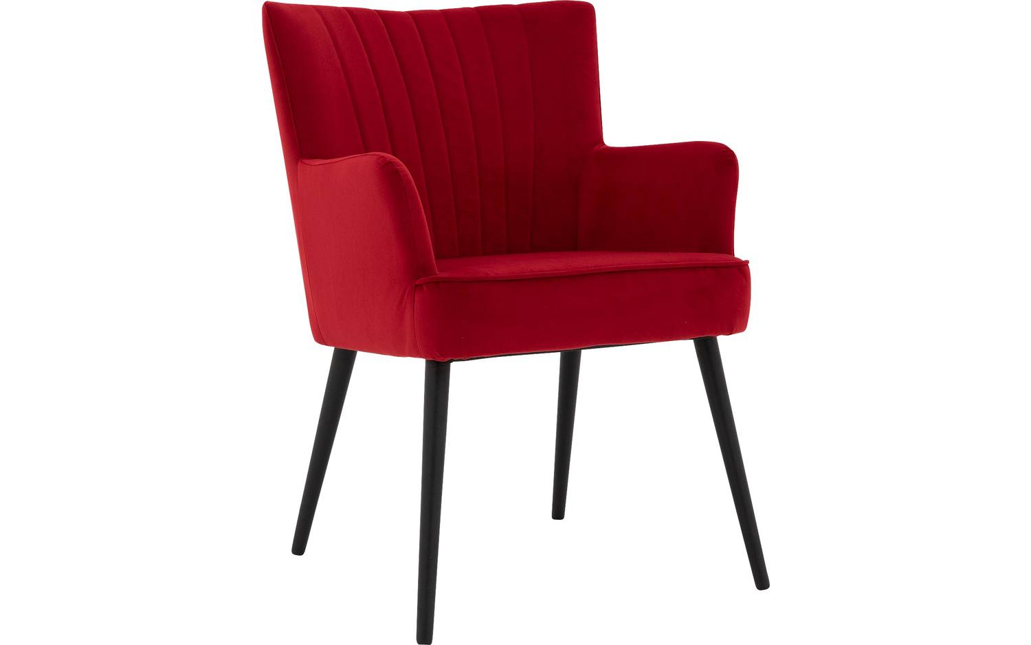 Goossens Eetkamerstoel Rob rood velvet stof met armleuning, urban industrieel