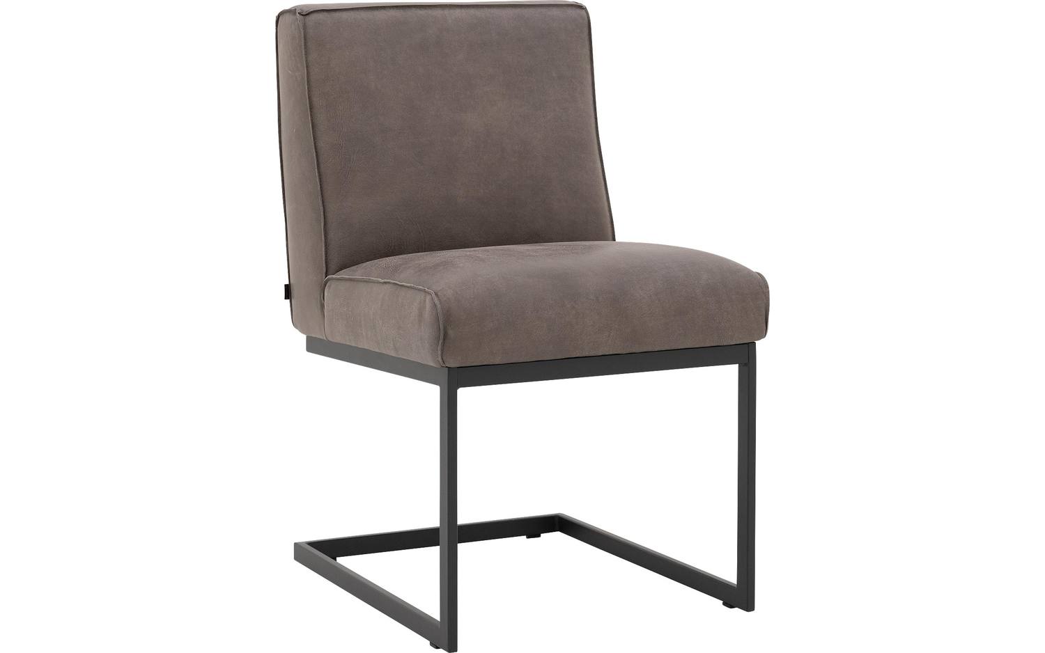 Goossens Excellent Eetkamerstoel Tom grijs leer leuning, urban industrieel - 8718823307764