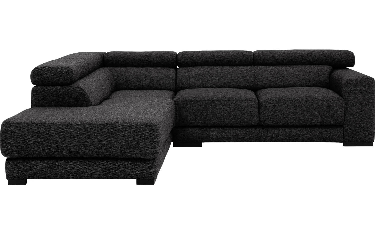 Goossens Bank Nora antraciet, stof, 2-zits, stijlvol landelijk met ligelement links - 8718823077711