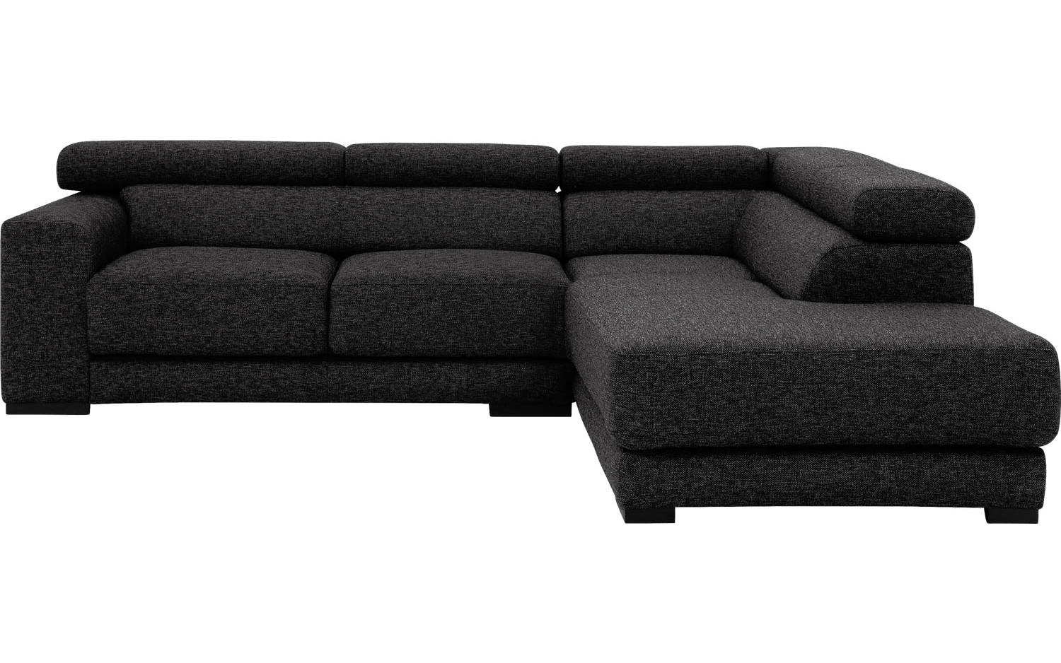 Goossens Bank Nora antraciet, stof, 2-zits, stijlvol landelijk met ligelement rechts - 8718823077629