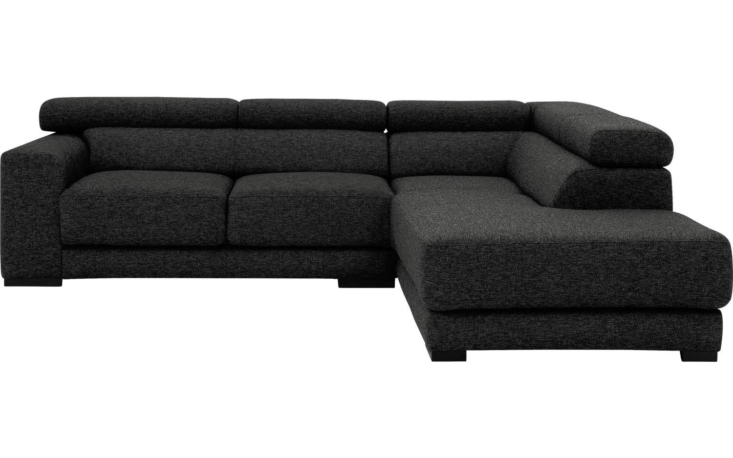 Goossens Bank Nora donkergrijs, stof, 2-zits, stijlvol landelijk met ligelement rechts - 8718823077650