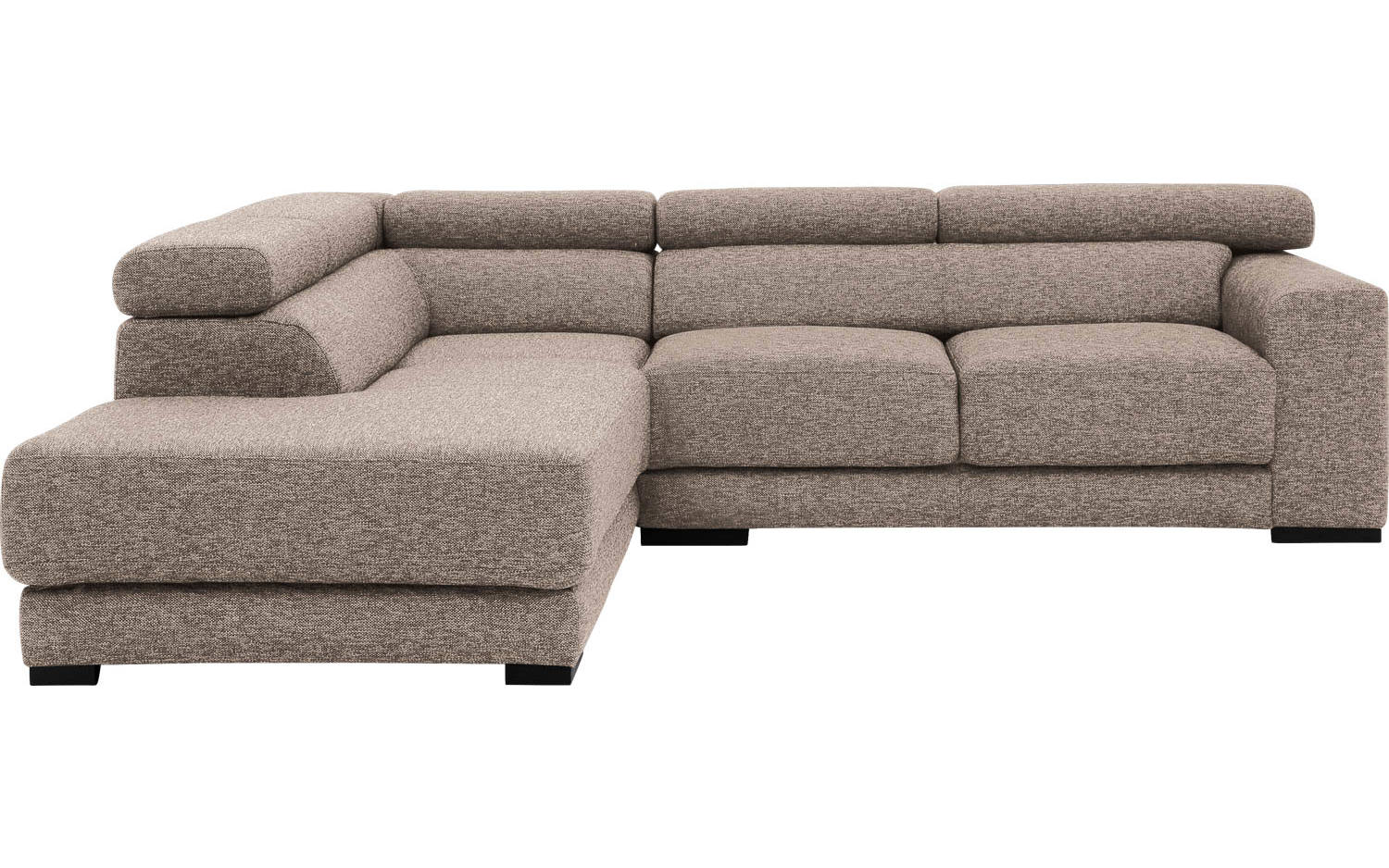 Goossens Bank Nora beige, stof, 2-zits, stijlvol landelijk met ligelement links - 8718823077773