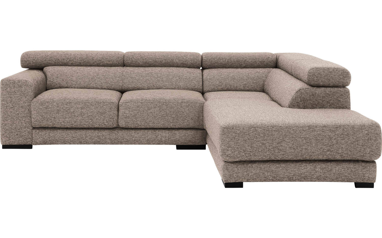 Goossens Bank Nora beige, stof, 2-zits, stijlvol landelijk met ligelement rechts - 8718823077681