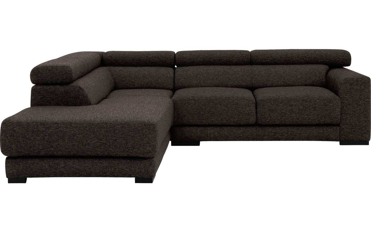 Goossens Bank Nora bruin, stof, 2-zits, stijlvol landelijk met ligelement links - 8718823077735