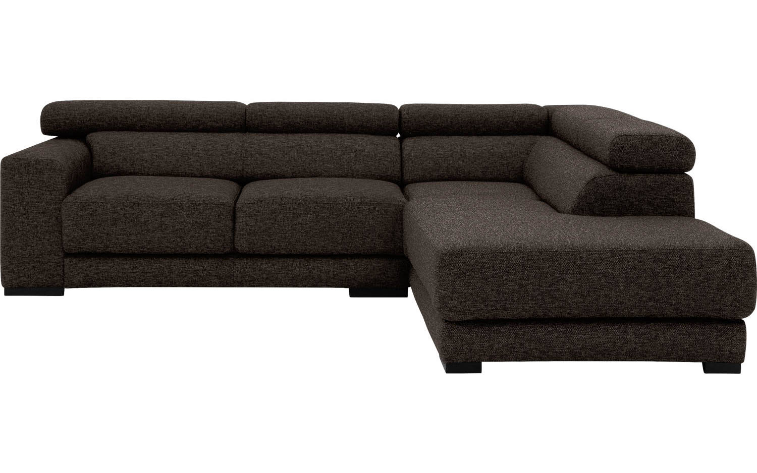 Goossens Bank Nora bruin, stof, 2-zits, stijlvol landelijk met ligelement rechts - 8718823077643