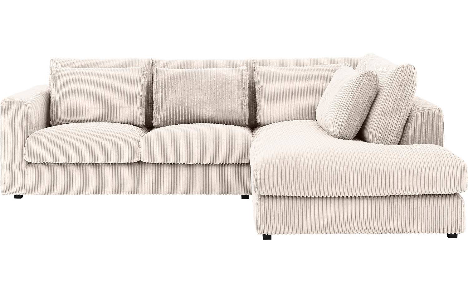 Goossens Bank Ravenia beige, stof, 2-zits, stijlvol landelijk met ligelement rechts - 8718823311297