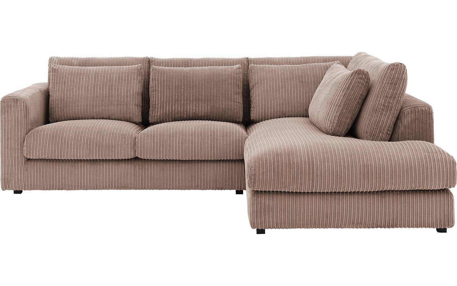 Goossens Bank Ravenia bruin, stof, 2-zits, stijlvol landelijk met ligelement rechts - 8718823311273