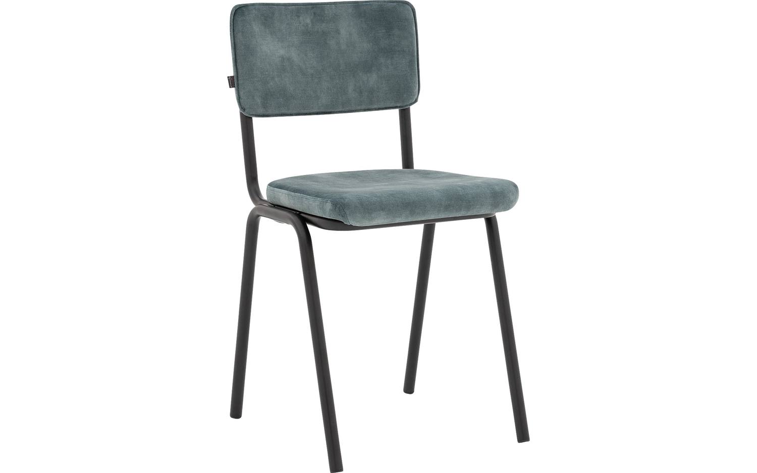 Goossens Eetkamerstoel Chaplin grijs velvet stof leuning, urban industrieel - 8718823308143