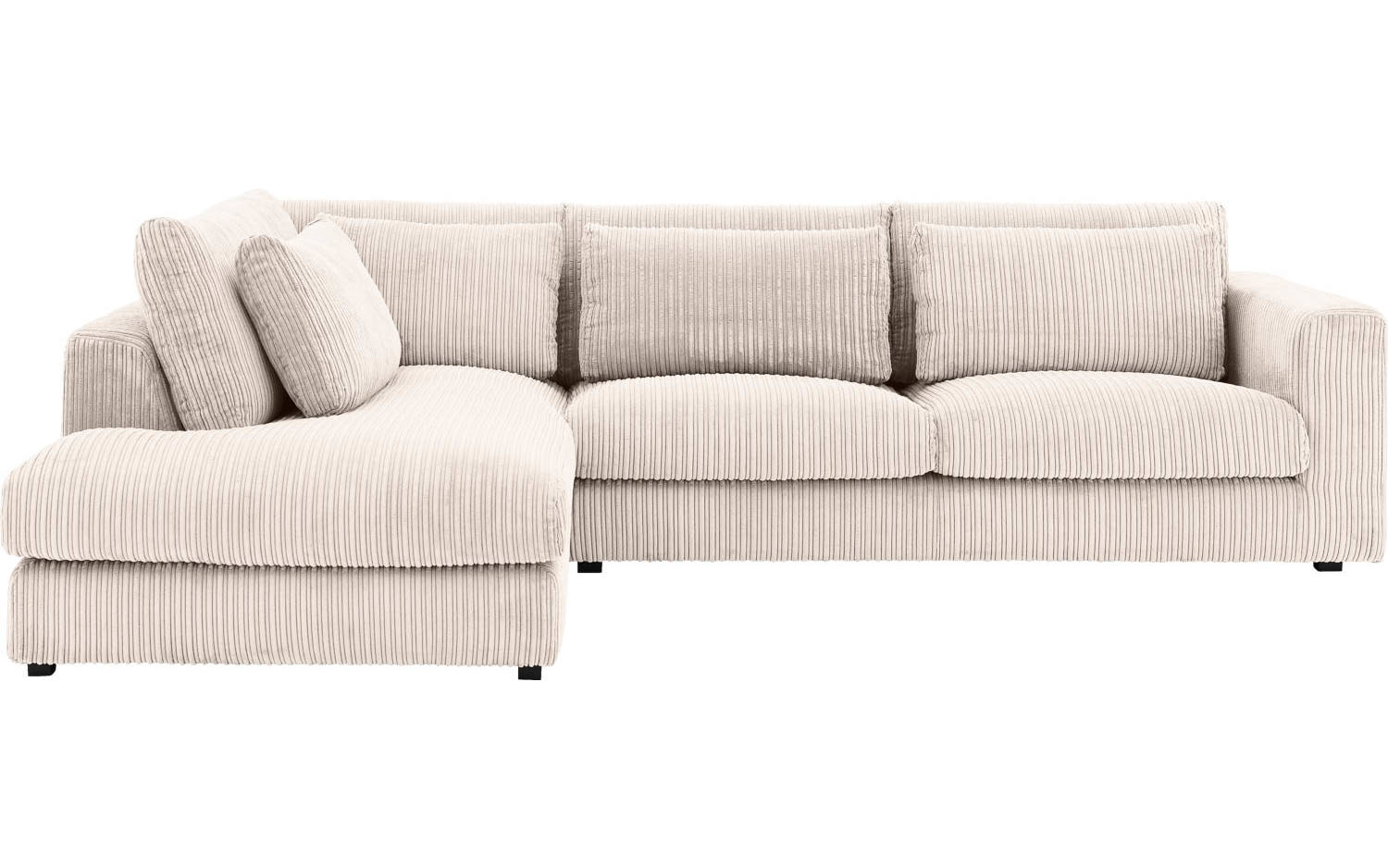 Goossens Bank Ravenia beige, stof, 3-zits, stijlvol landelijk met ligelement links - 8718823311525