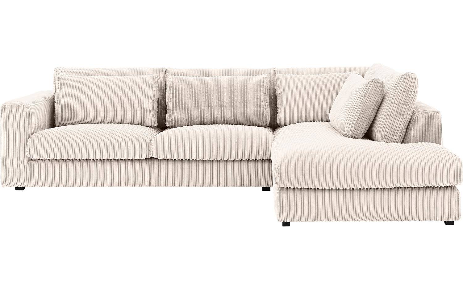 Goossens Bank Ravenia beige, stof, 3-zits, stijlvol landelijk met ligelement rechts - 8718823311501