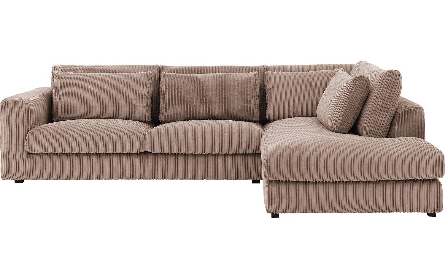 Goossens Bank Ravenia bruin, stof, 3-zits, stijlvol landelijk met ligelement rechts - 8718823311518