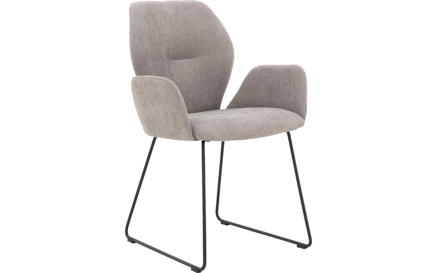 Goossens Eetkamerstoel Hera lichtgrijs stof met armleuning, modern design - 8718823306071