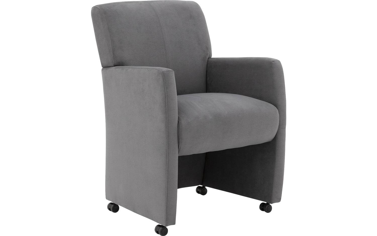 Goossens Eetkamerstoel Alex grijs stof met armleuning en met wielen, stijlvol landelijk - 8718823308273
