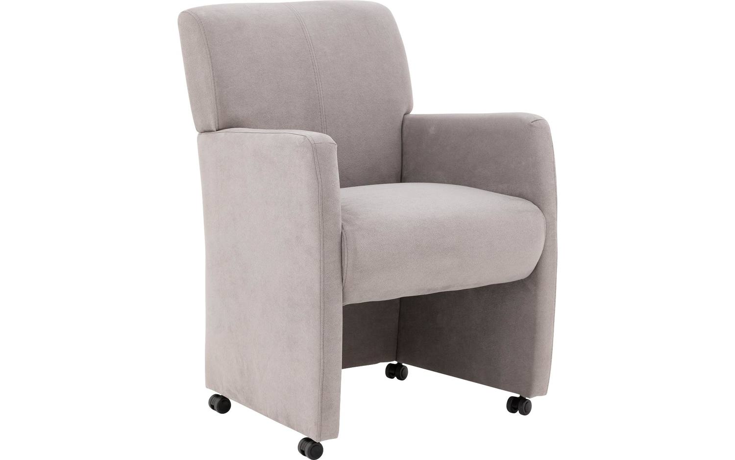 Goossens Eetkamerstoel Alex lichtgrijs stof met armleuning en met wielen, stijlvol landelijk - 8718823308266