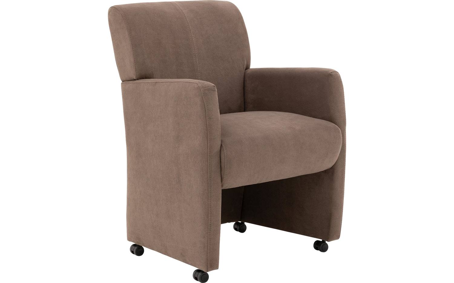 Goossens Eetkamerstoel Alex grijs stof met armleuning en met wielen, stijlvol landelijk - 8718823308242