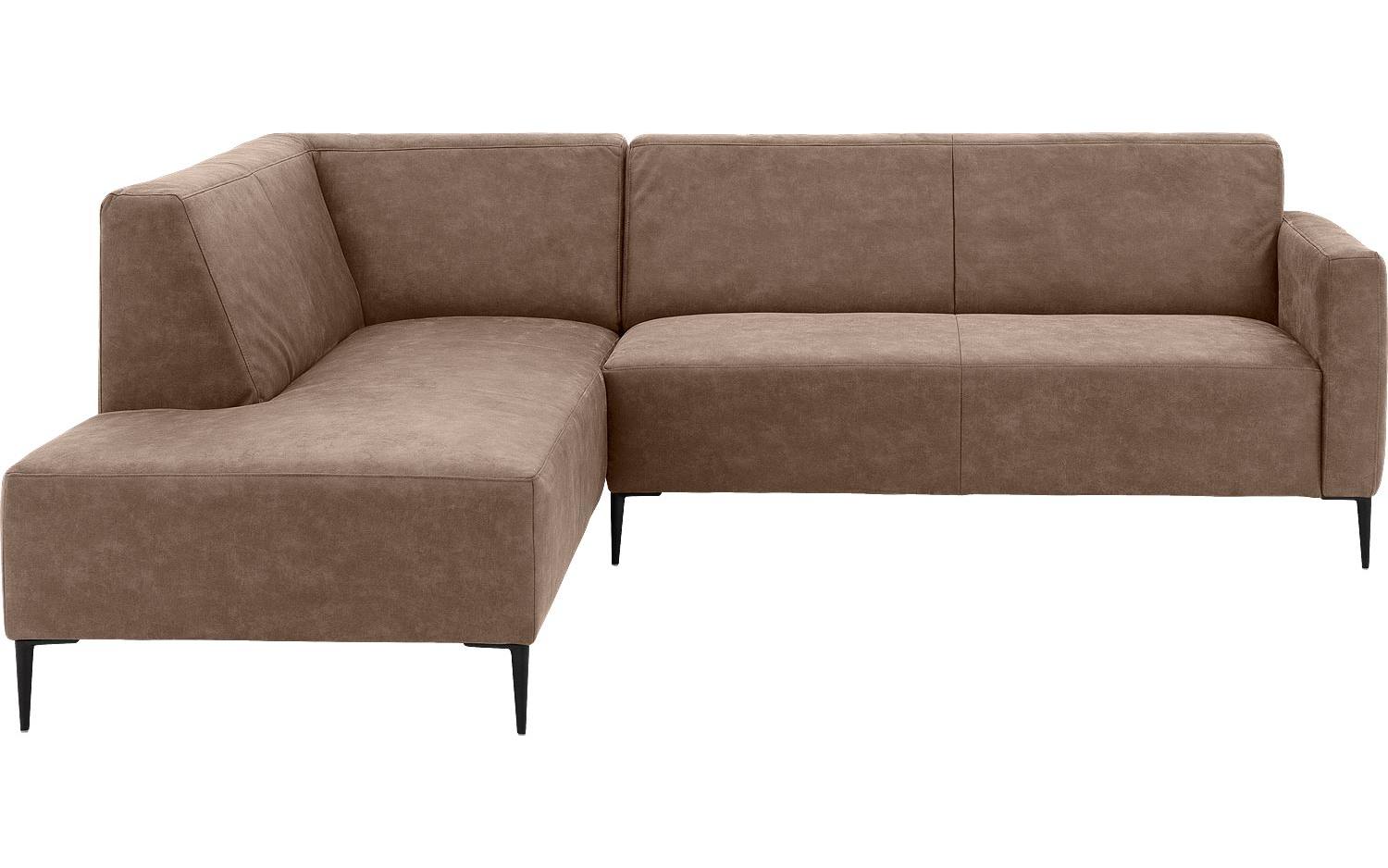 Goossens Bank Key West bruin, micro leer, 2,5-zits, modern design met ligelement links - 8718823123173