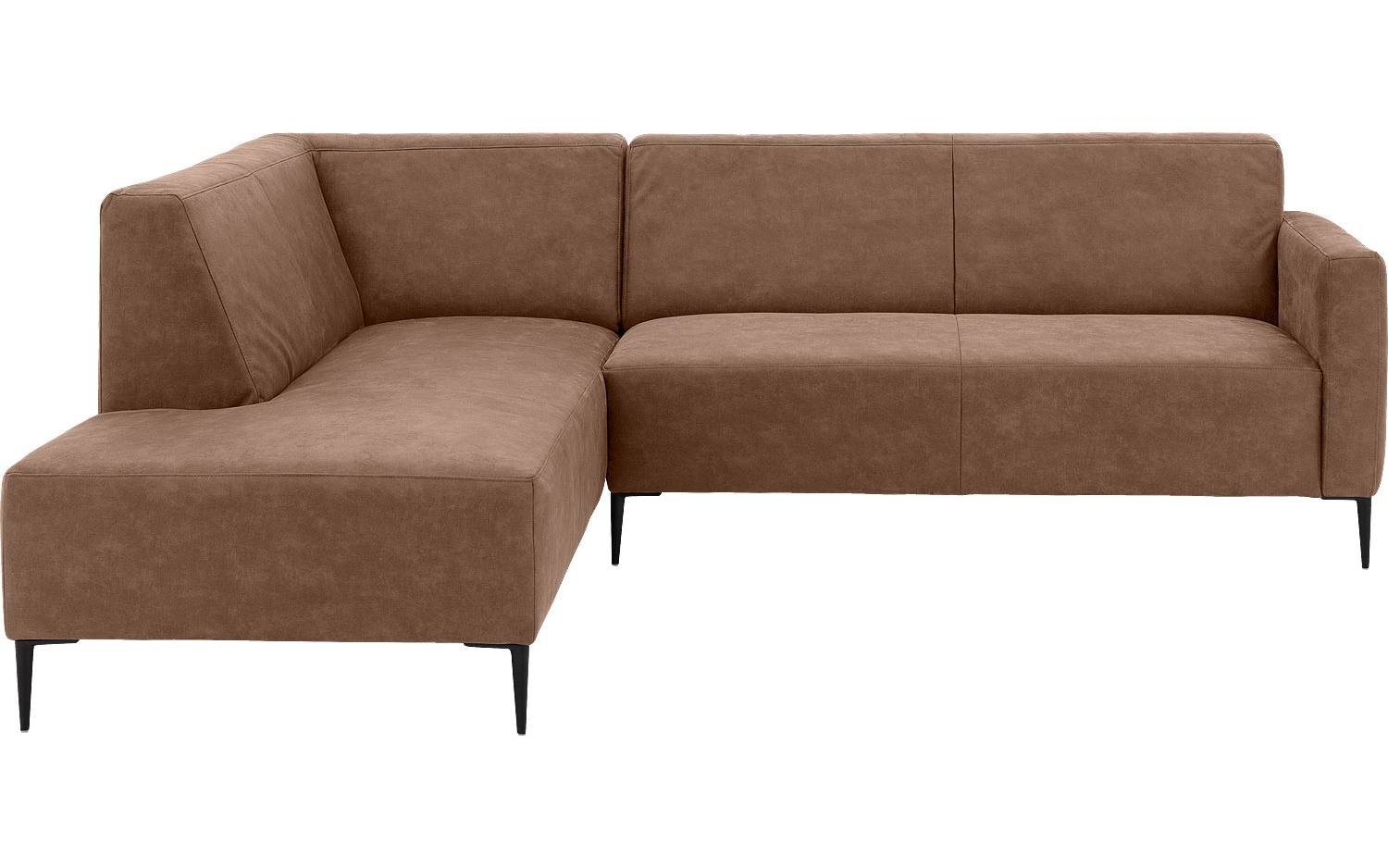 Goossens Bank Key West bruin, micro leer, 2,5-zits, modern design met ligelement links - 8718823123180