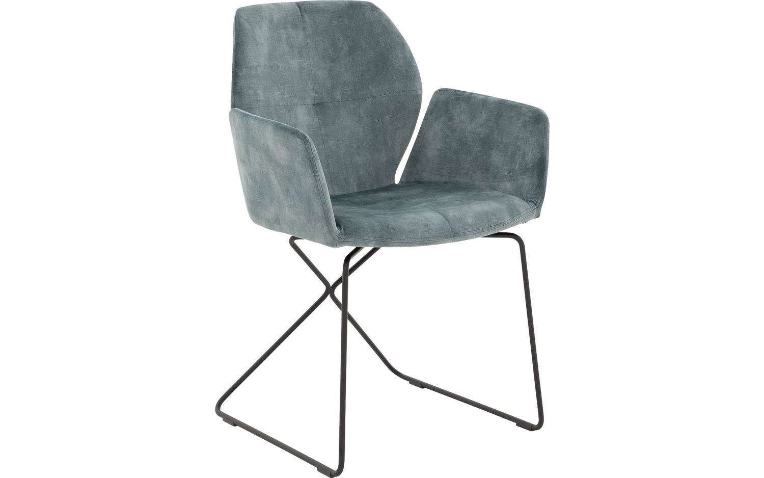 Goossens Excellent Eetkamerstoel Manzini groen velvet stof met armleuning, modern design - 8718823308433