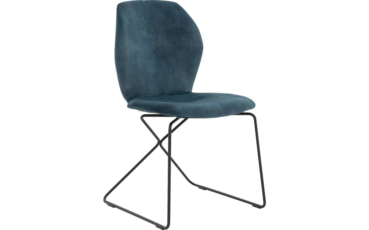 Goossens Excellent Eetkamerstoel Manzini blauw velvet stof leuning, modern design - 8718823308396