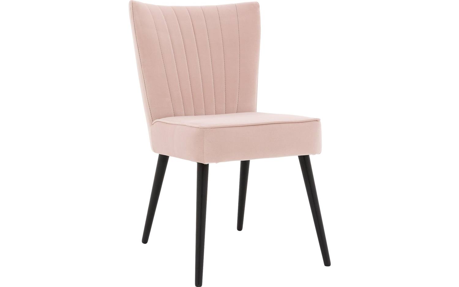 Goossens Eetkamerstoel Rob roze velvet stof leuning, urban industrieel