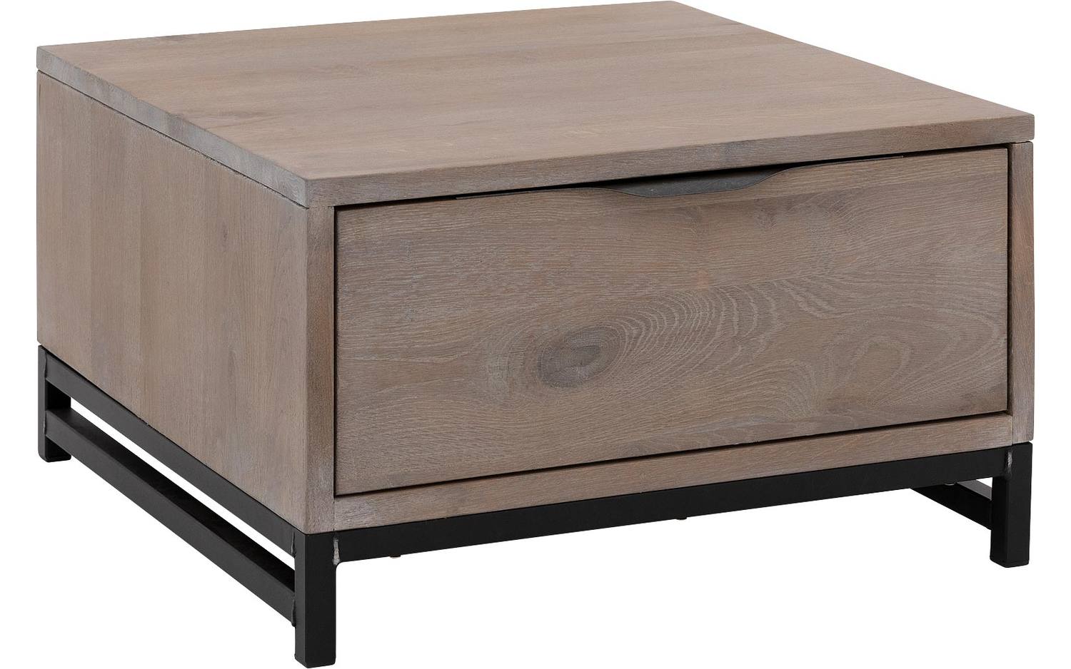 Goossens Hoektafel Max, hout eiken blank, urban industrieel, 65 x 37 x 65 cm - 8718823308600