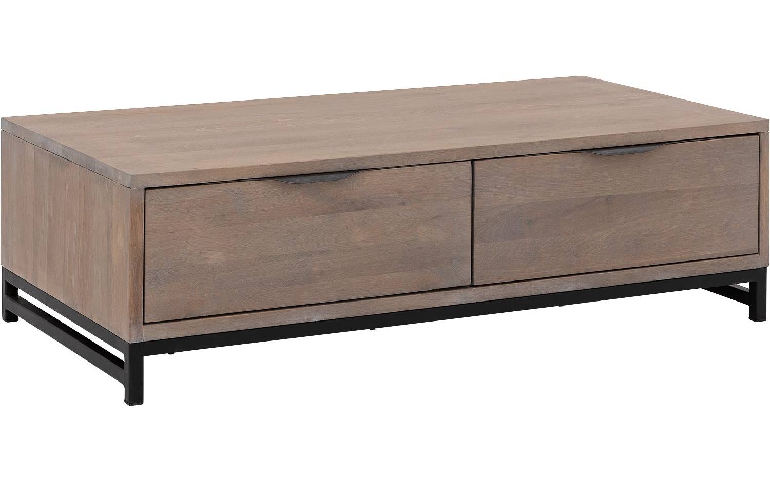 Goossens Salontafel Max rechthoekig, hout eiken blank, urban industrieel, 125 x 37 x 65 cm - 8718823282122