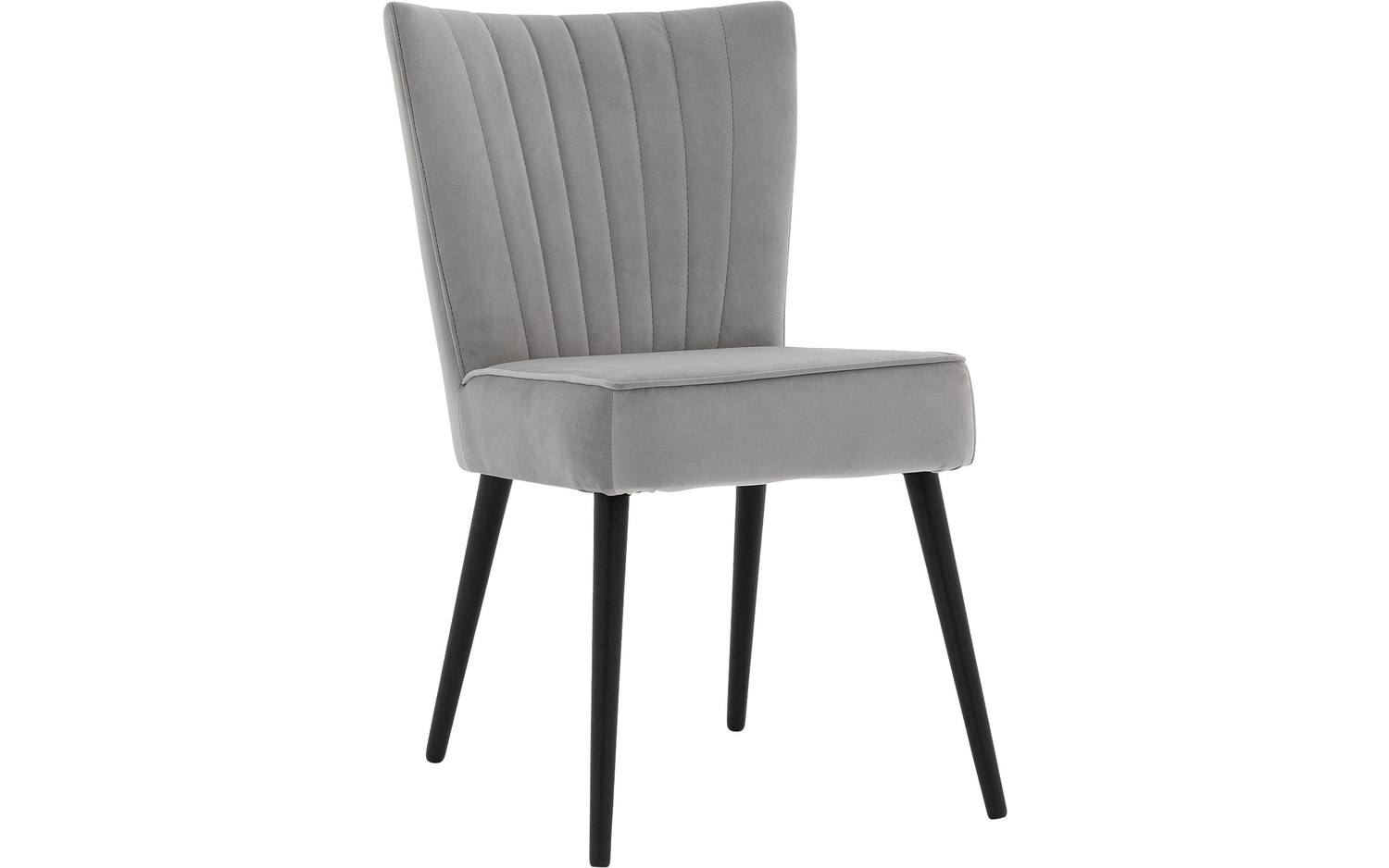 Goossens Eetkamerstoel Rob grijs velvet stof leuning, urban industrieel