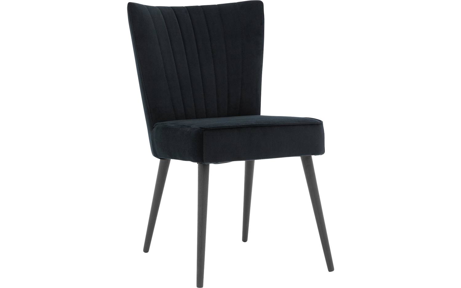 Goossens Eetkamerstoel Rob zwart velvet stof leuning, urban industrieel - 8718823333862