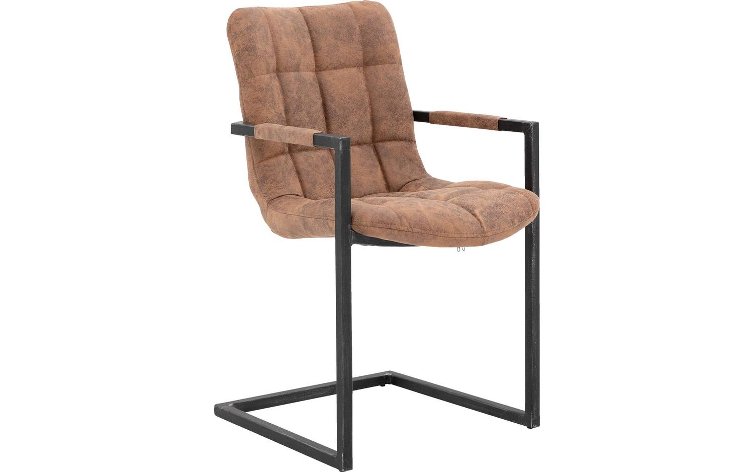 Goossens Eetkamerstoel Steven cognac microvezel met armleuning, urban industrieel - 8718823116045