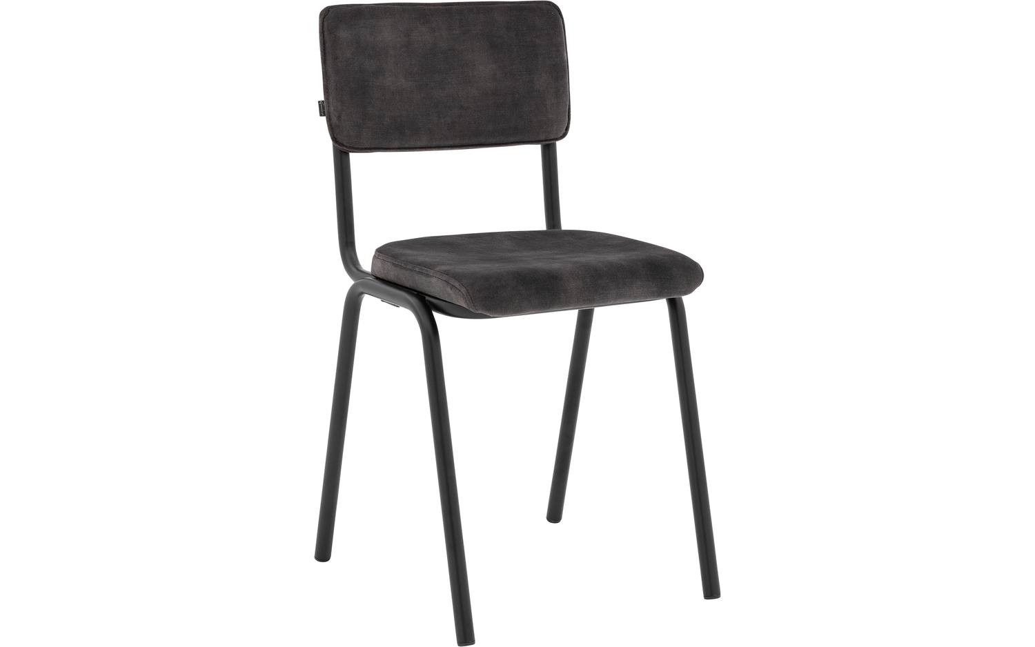 Goossens Eetkamerstoel Chaplin grijs velvet stof leuning, urban industrieel - 8718823308624