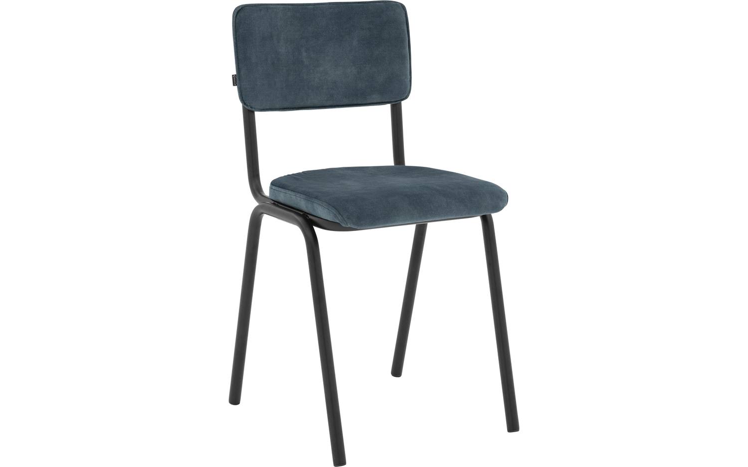 Goossens Eetkamerstoel Chaplin blauw velvet stof leuning, urban industrieel - 8718823308617