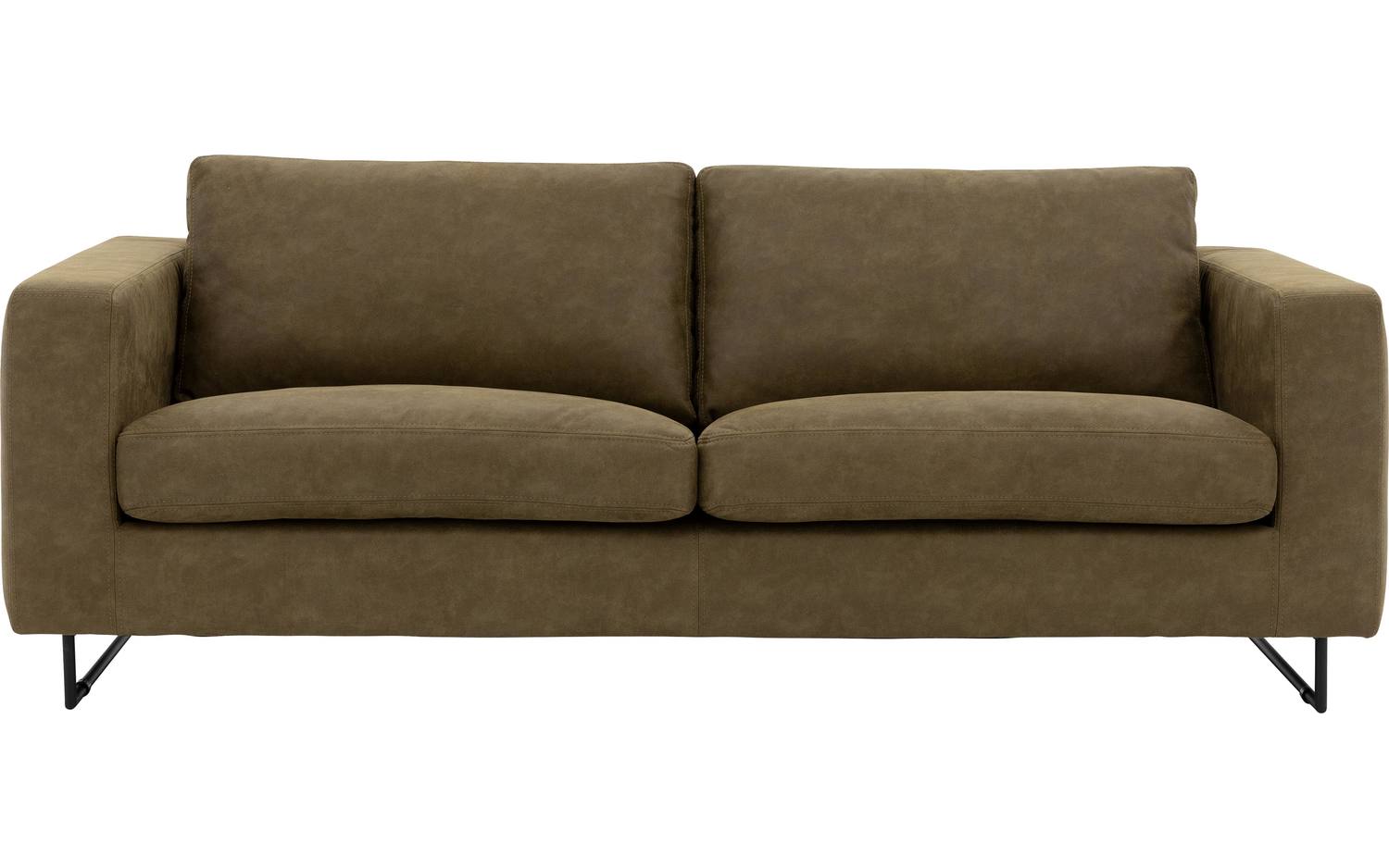 Goossens Excellent Bank Jovani groen, micro leer, 3-zits, urban industrieel - 8718823108873