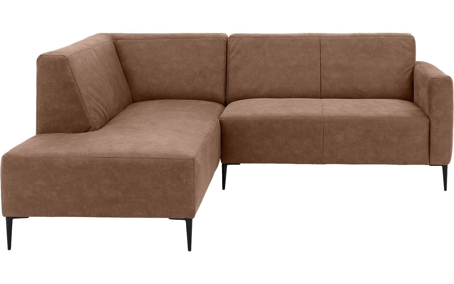 Goossens Bank Key West bruin, micro leer, 2-zits, modern design met ligelement links - 8718823122046