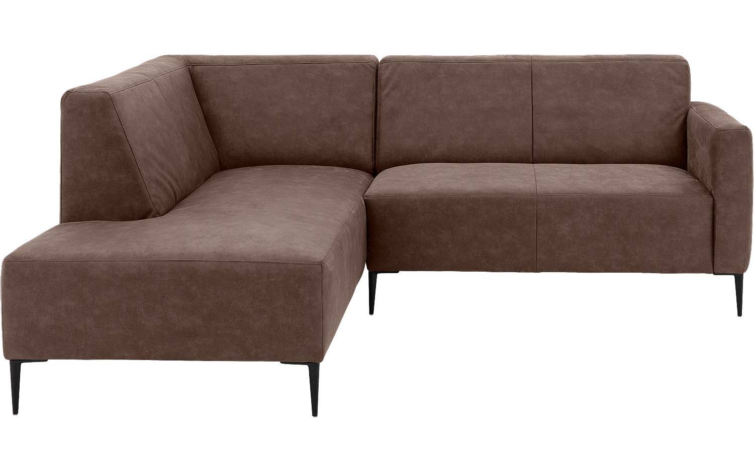 Goossens Bank Key West bruin, micro leer, 2-zits, modern design met ligelement links - 8718823122015