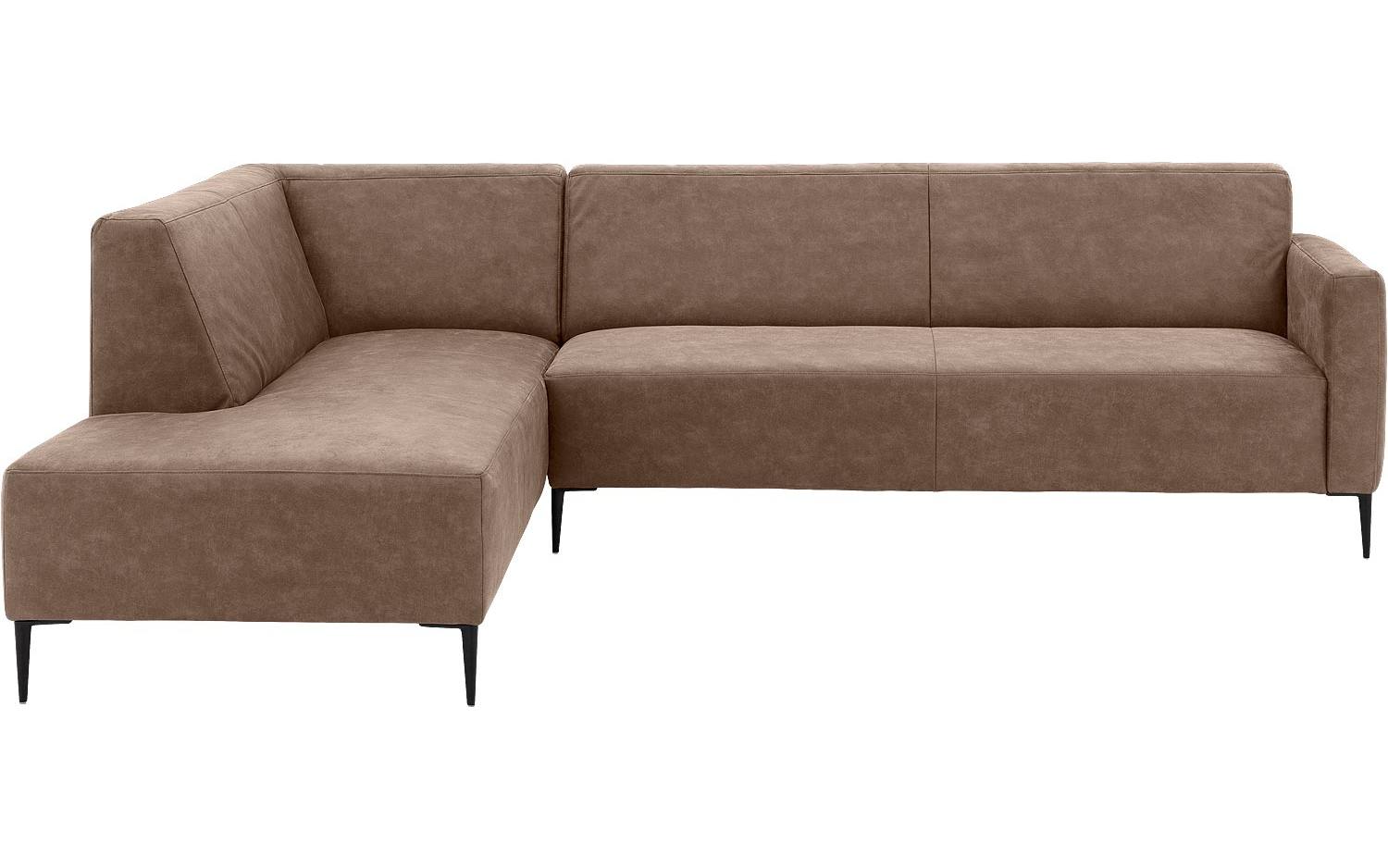 Goossens Bank Key West bruin, micro leer, 3-zits, modern design met ligelement links - 8718823123296