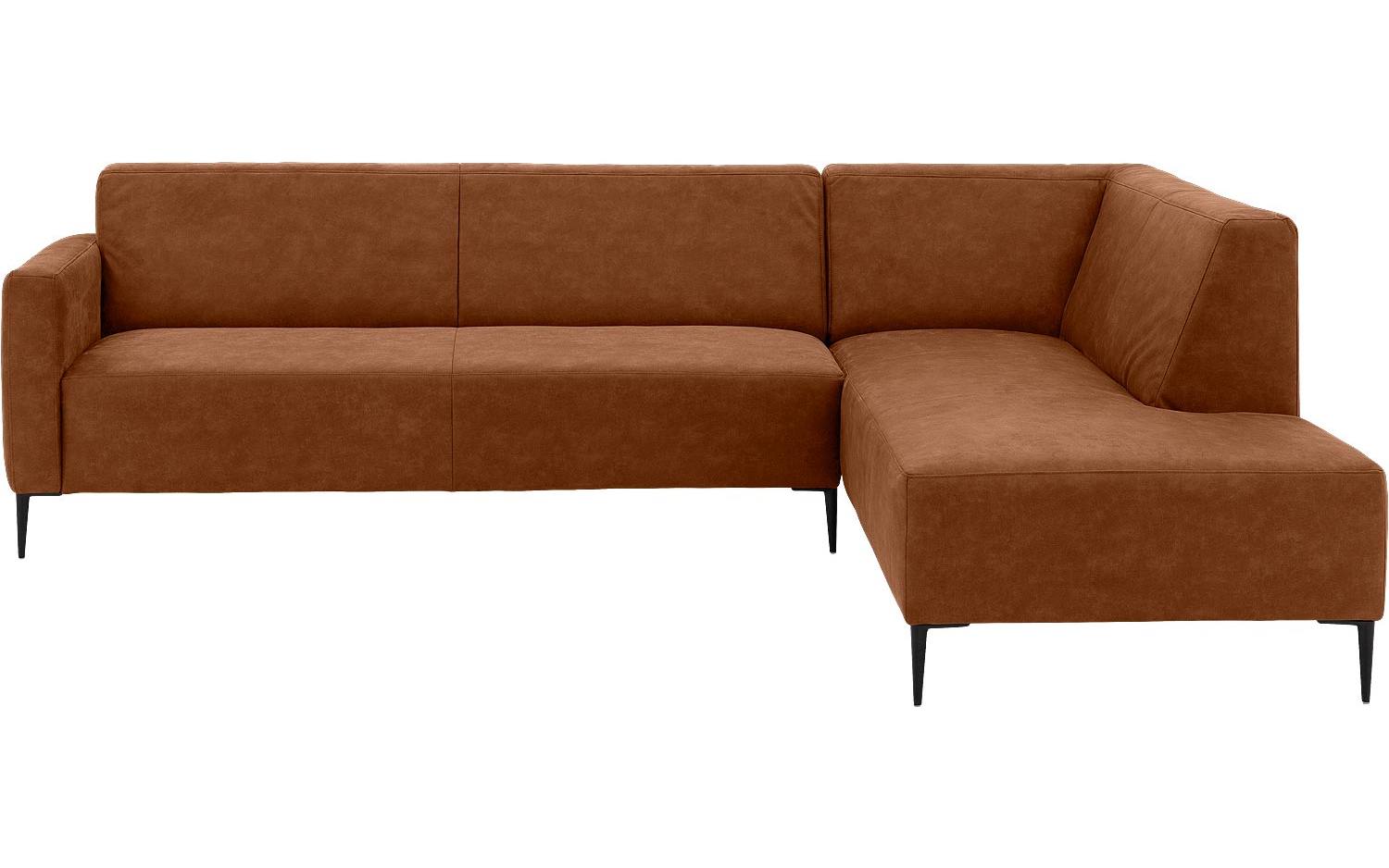 Goossens Bank Key West cognac, micro leer, 3-zits, modern design met ligelement rechts - 8718823123241