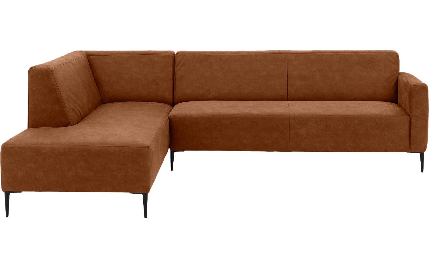 Goossens Bank Key West cognac, micro leer, 3-zits, modern design met ligelement links - 8718823123272