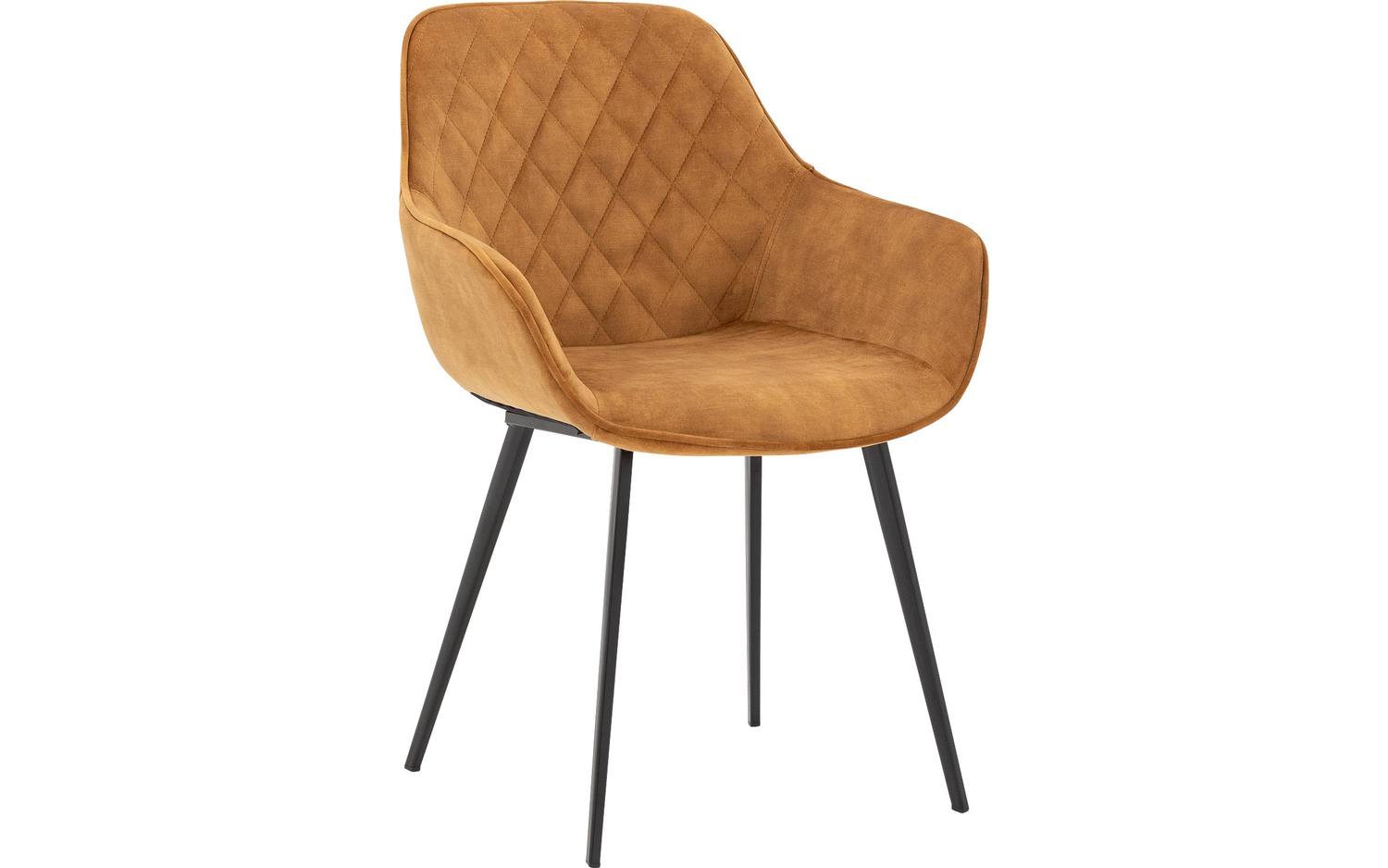 Goossens Basic Eetkamerstoel Ebi geel velvet stof met armleuning, elegant chic - 8718823131611