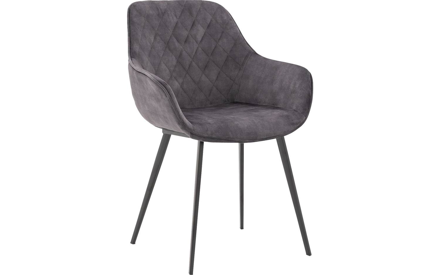 Goossens Basic Eetkamerstoel Ebi antraciet velvet stof met armleuning, elegant chic - 8718823131581
