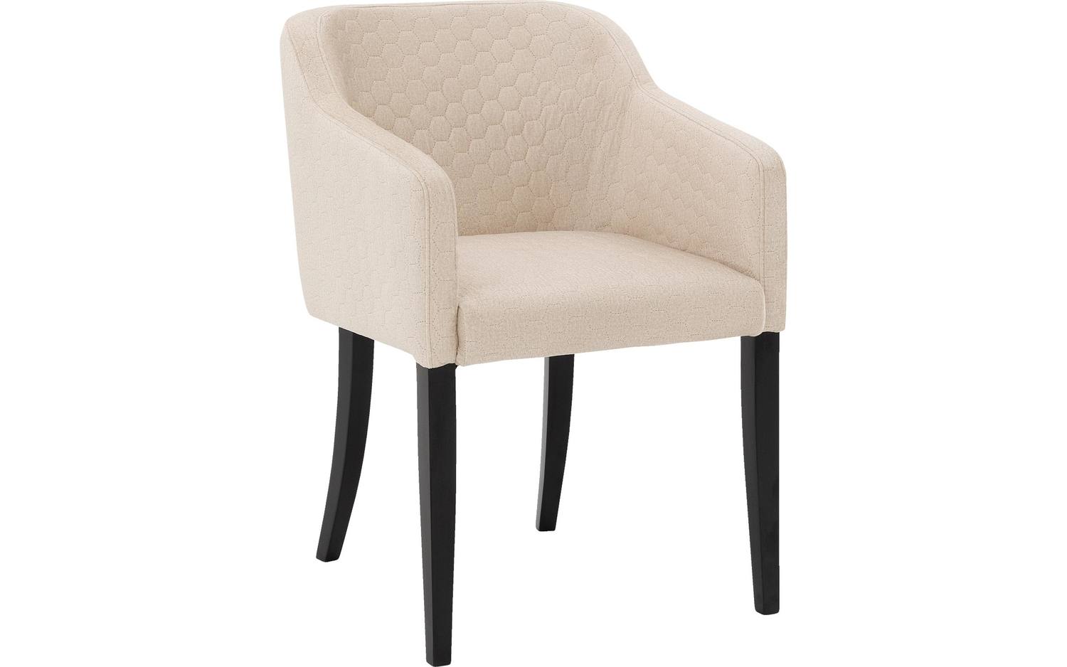 Goossens Eetkamerstoel Peda beige stof met armleuning, elegant chic - 8718823126624