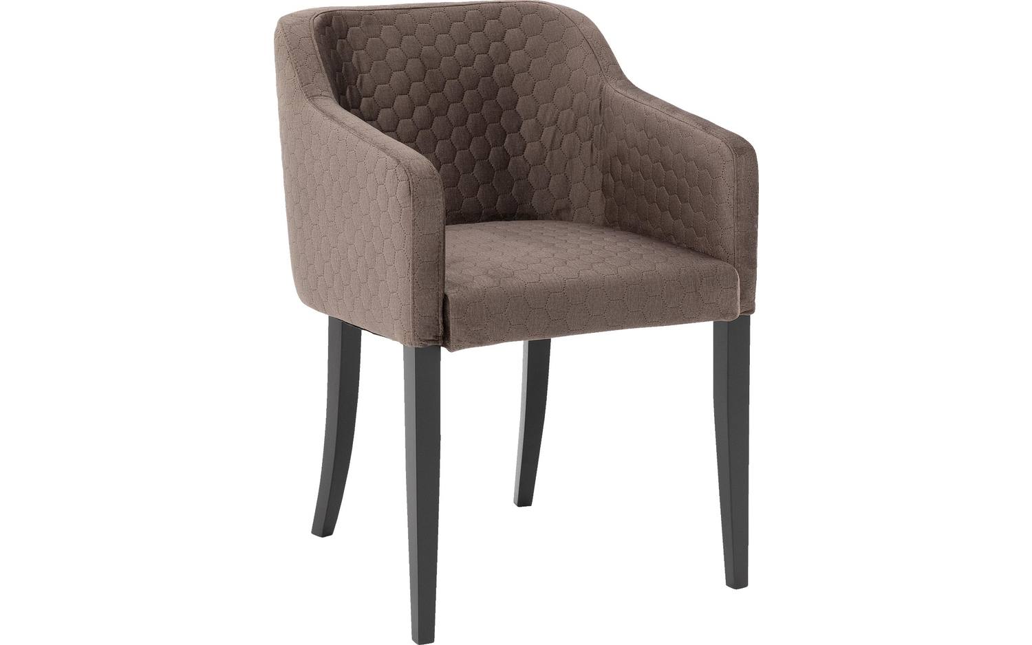 Goossens Eetkamerstoel Peda bruin stof met armleuning, elegant chic - 8718823126587