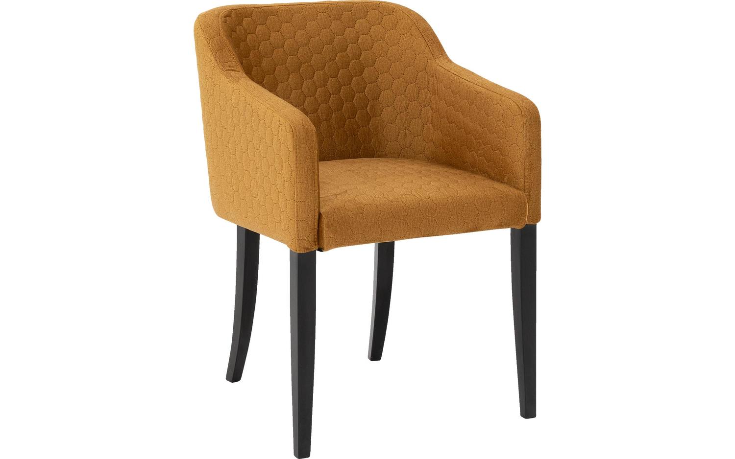 Goossens Eetkamerstoel Peda geel stof met armleuning, elegant chic - 8718823126600