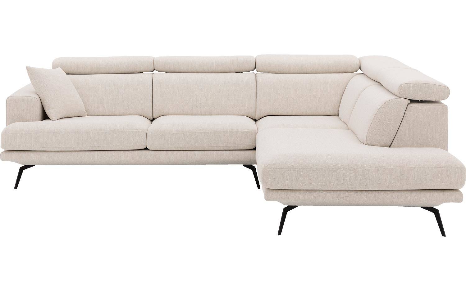 Goossens Hoekbank Viggo wit, stof, 2,5-zits, modern design met ligelement rechts - 8718823259285