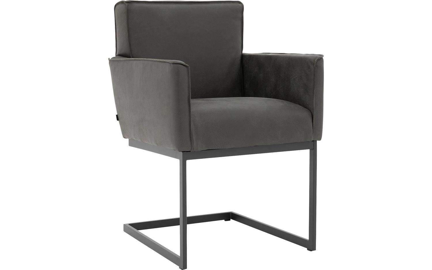 Goossens Excellent Eetkamerstoel Tom groen leer met armleuning, urban industrieel - 8718823130676