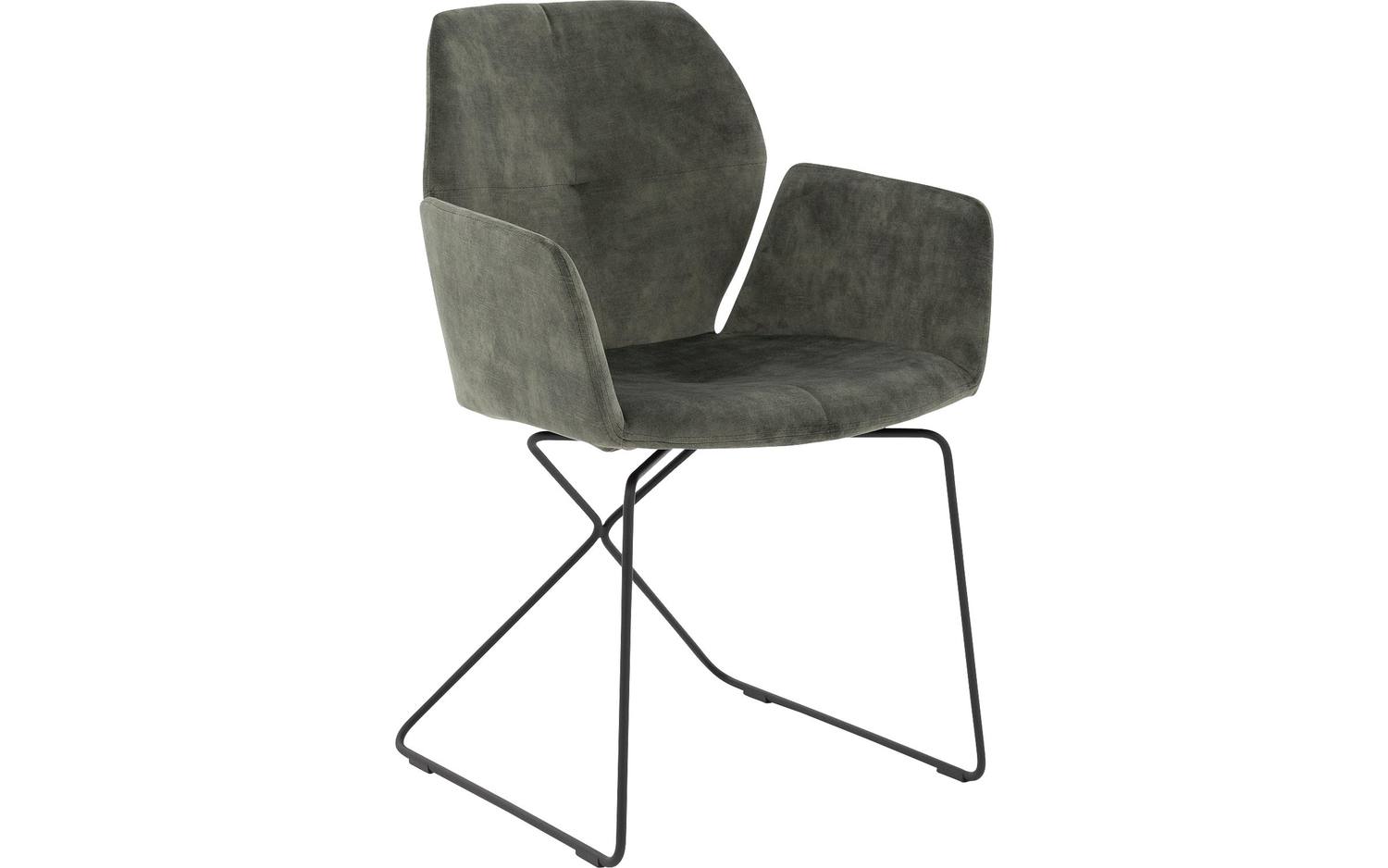 Goossens Excellent Eetkamerstoel Manzini groen velvet stof met armleuning, modern design - 8718823133967