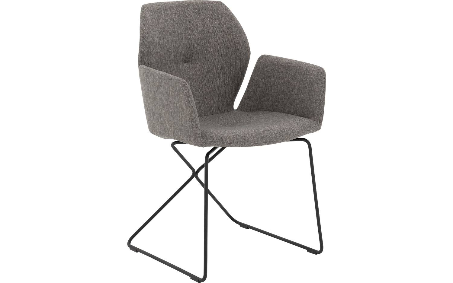 Goossens Excellent Eetkamerstoel Manzini grijs stof met armleuning, modern design - 8718823143133