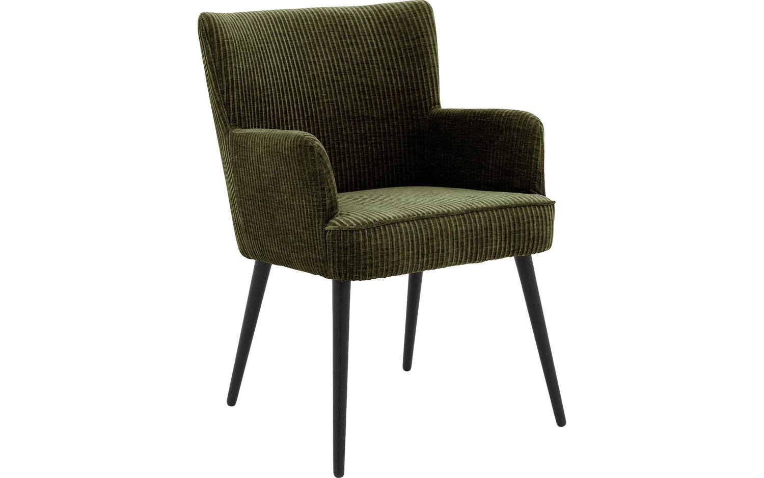 Goossens Eetkamerstoel Rob groen stof met armleuning, urban industrieel - 8718823323375