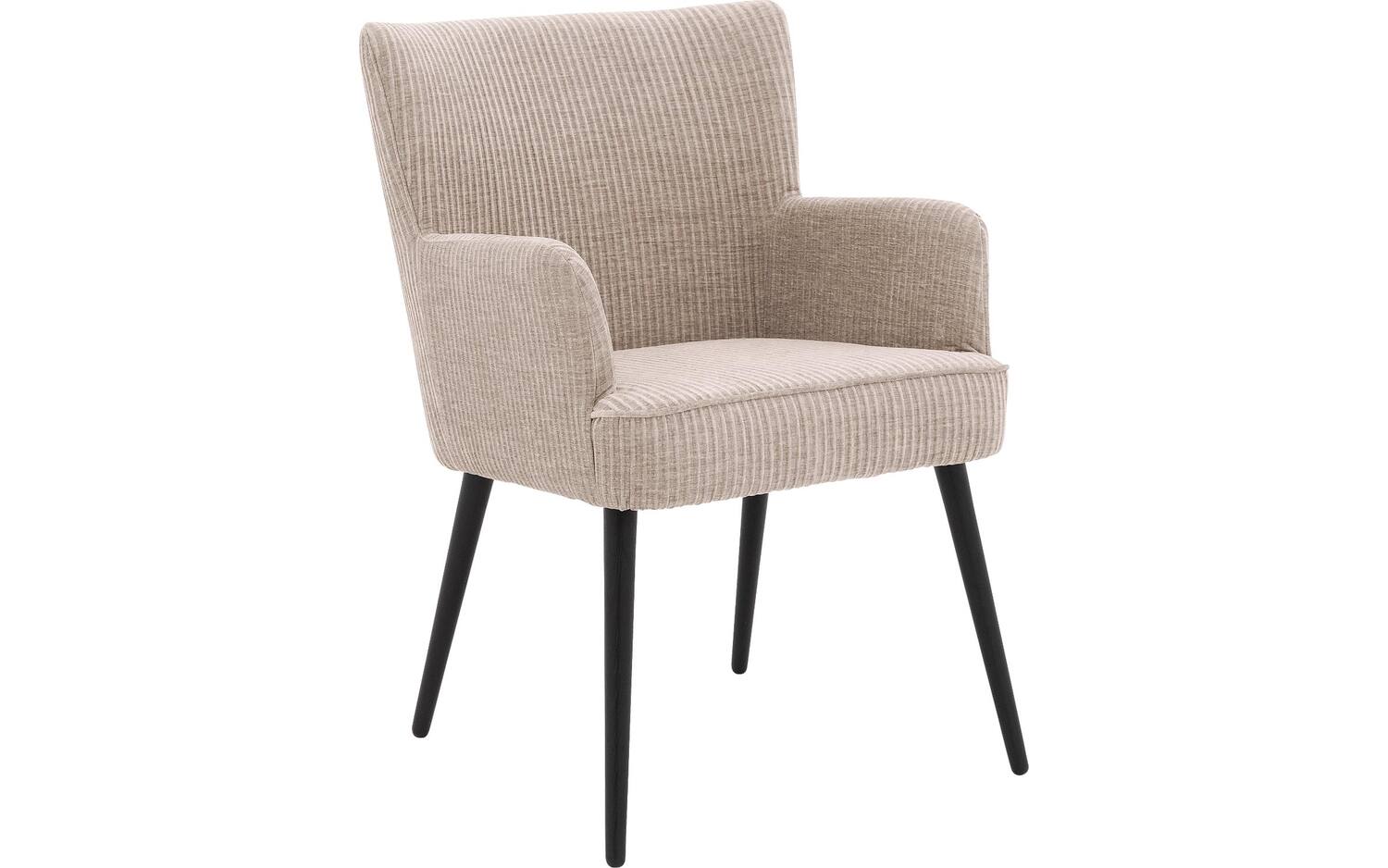 Goossens Eetkamerstoel Rob beige stof met armleuning, urban industrieel