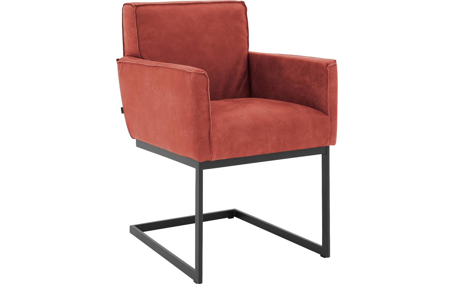 Goossens Excellent Eetkamerstoel Tom rood leer met armleuning, urban industrieel - 8718823169157